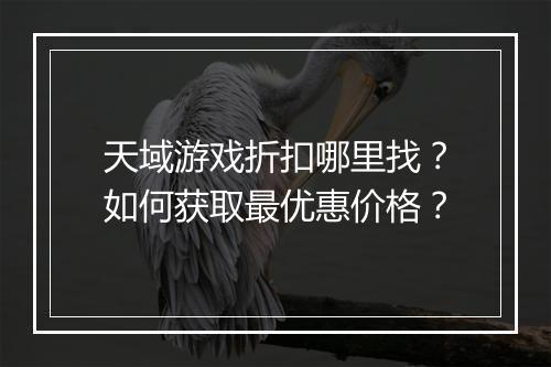 天域游戏折扣哪里找？如何获取最优惠价格？