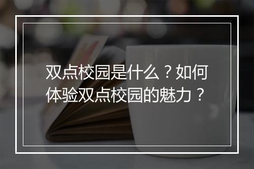 双点校园是什么？如何体验双点校园的魅力？