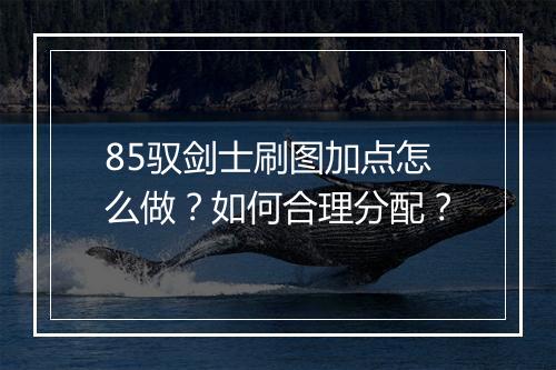 85驭剑士刷图加点怎么做？如何合理分配？