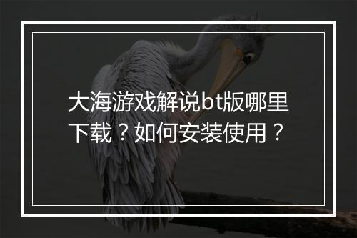 大海游戏解说bt版哪里下载？如何安装使用？