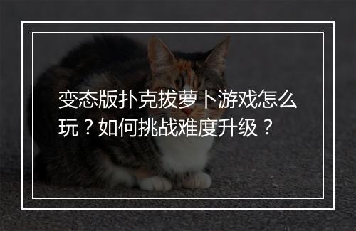 变态版扑克拔萝卜游戏怎么玩？如何挑战难度升级？