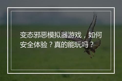 变态邪恶模拟器游戏，如何安全体验？真的能玩吗？