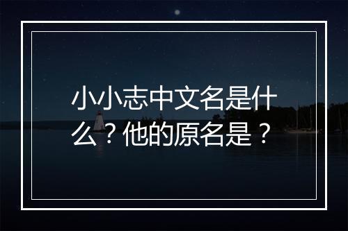 小小志中文名是什么？他的原名是？
