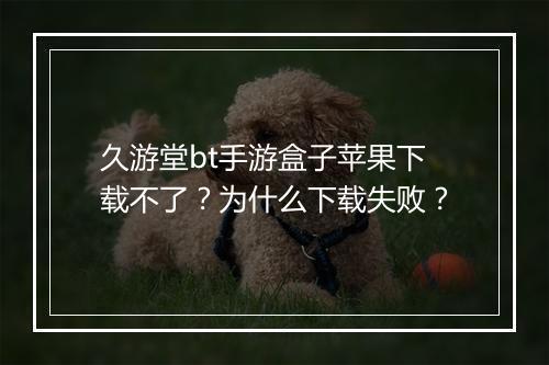 久游堂bt手游盒子苹果下载不了？为什么下载失败？