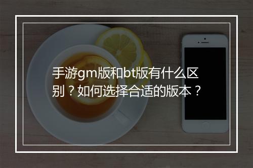 手游gm版和bt版有什么区别？如何选择合适的版本？