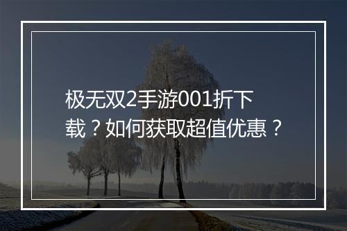 极无双2手游001折下载?如何获取超值优惠?