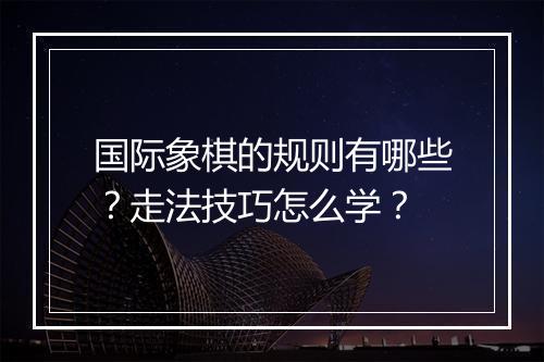 国际象棋的规则有哪些？走法技巧怎么学？