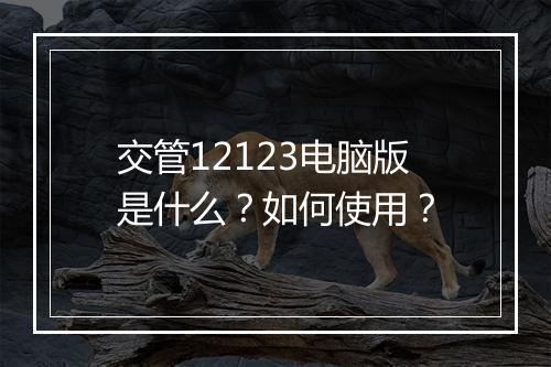 交管12123电脑版是什么？如何使用？