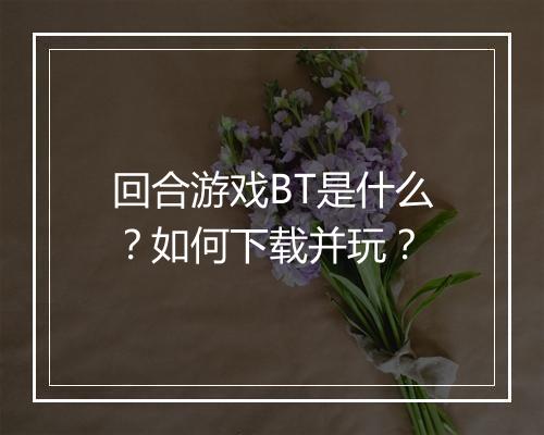 回合游戏BT是什么？如何下载并玩？