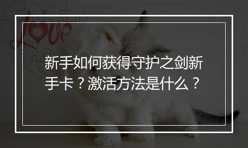 新手如何获得守护之剑新手卡？激活方法是什么？