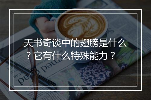 天书奇谈中的翅膀是什么?它有什么特殊能力?