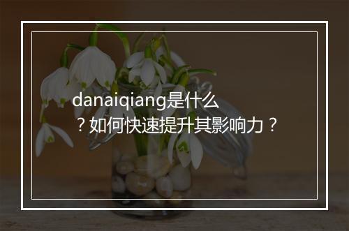 danaiqiang是什么？如何快速提升其影响力？