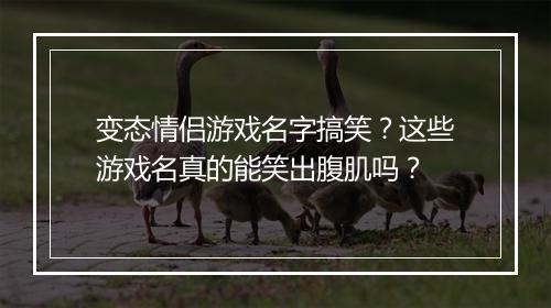 变态情侣游戏名字搞笑？这些游戏名真的能笑出腹肌吗？