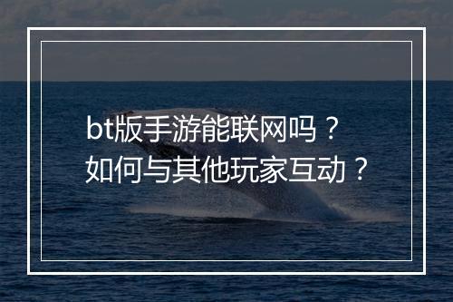 bt版手游能联网吗？如何与其他玩家互动？