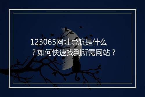 123065网址导航是什么？如何快速找到所需网站？