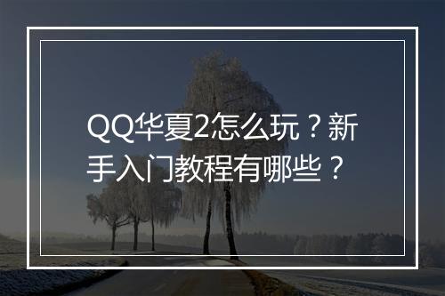 QQ华夏2怎么玩？新手入门教程有哪些？