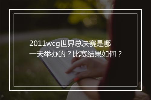 2011wcg世界总决赛是哪一天举办的?比赛结果如何?