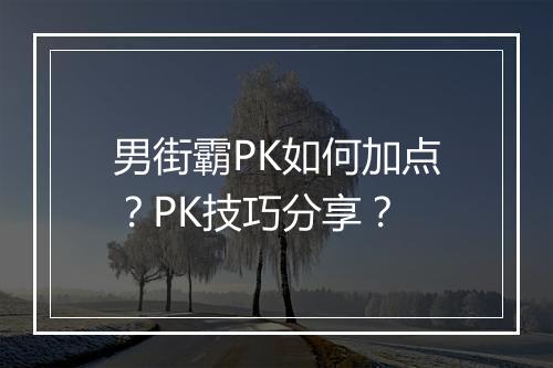 男街霸PK如何加点？PK技巧分享？