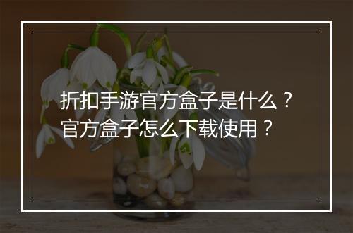 折扣手游官方盒子是什么?官方盒子怎么下载使用?