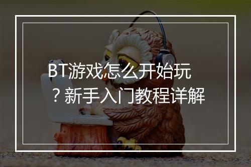 BT游戏怎么开始玩？新手入门教程详解