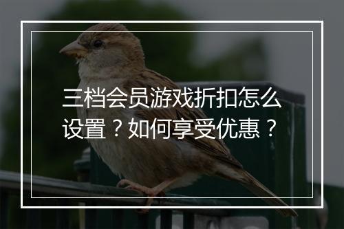 三档会员游戏折扣怎么设置?如何享受优惠?