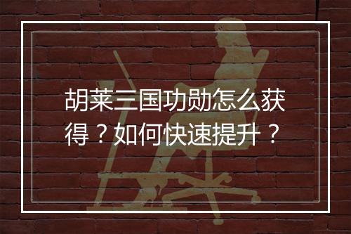 胡莱三国功勋怎么获得?如何快速提升?