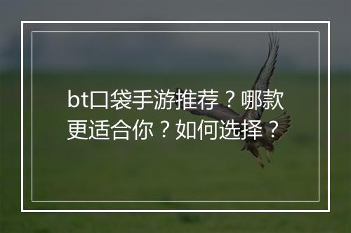 bt口袋手游推荐?哪款更适合你?如何选择?