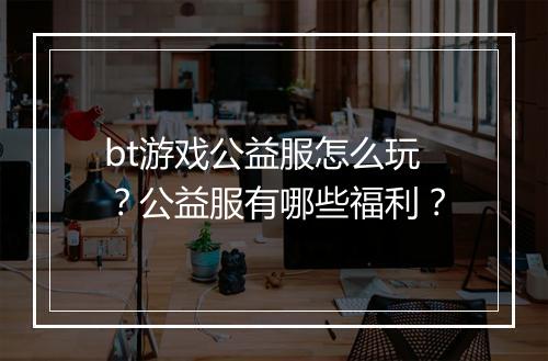 bt游戏公益服怎么玩?公益服有哪些福利?