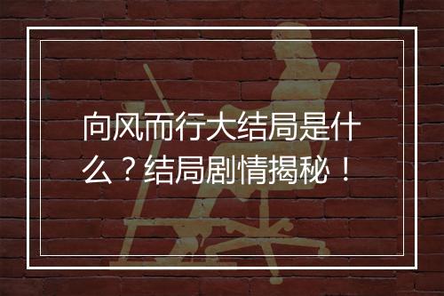 向风而行大结局是什么？结局剧情揭秘！