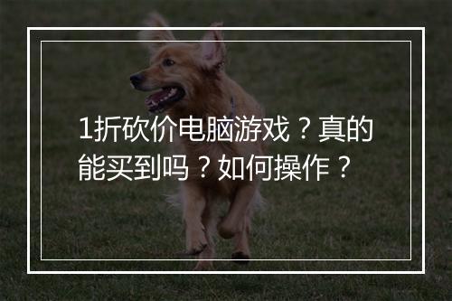 1折砍价电脑游戏？真的能买到吗？如何操作？