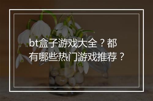 bt盒子游戏大全？都有哪些热门游戏推荐？