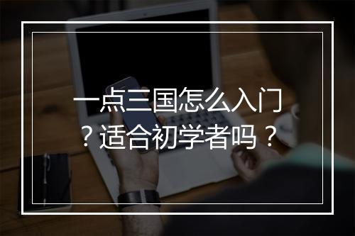 一点三国怎么入门?适合初学者吗?