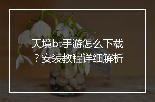 天境bt手游怎么下载？安装教程详细解析