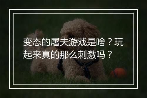 变态的屠夫游戏是啥？玩起来真的那么刺激吗？