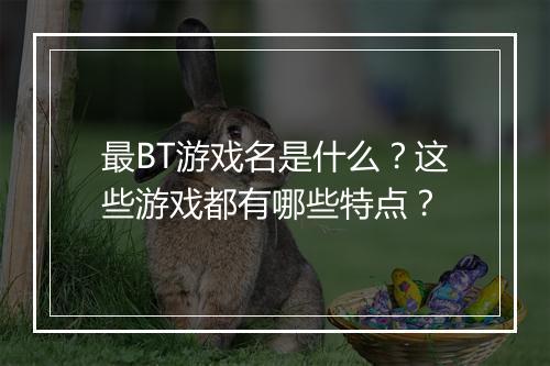 最BT游戏名是什么?这些游戏都有哪些特点?