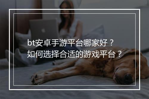 bt安卓手游平台哪家好?如何选择合适的游戏平台?