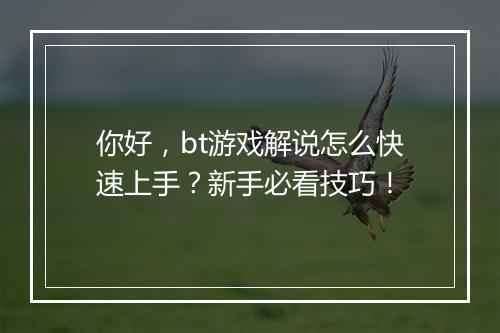 你好,bt游戏解说怎么快速上手?新手必看技巧!