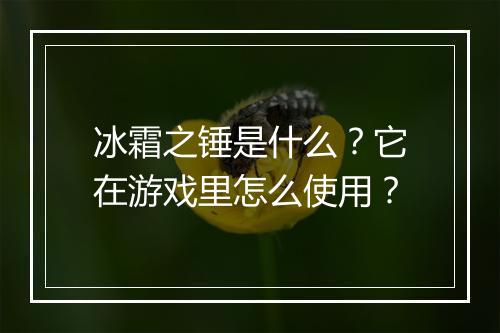 冰霜之锤是什么?它在游戏里怎么使用?