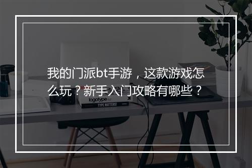我的门派bt手游，这款游戏怎么玩？新手入门攻略有哪些？
