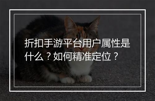 折扣手游平台用户属性是什么?如何精准定位?