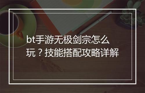 bt手游无极剑宗怎么玩？技能搭配攻略详解
