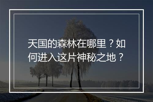 天国的森林在哪里？如何进入这片神秘之地？