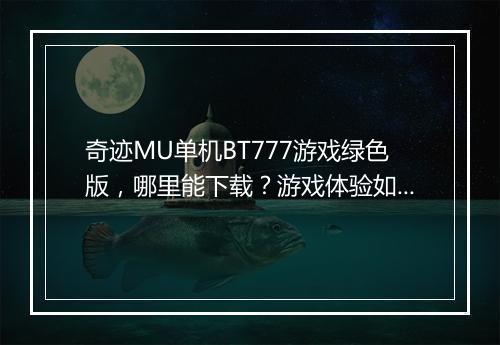 奇迹MU单机BT777游戏绿色版,哪里能下载?游戏体验如何?