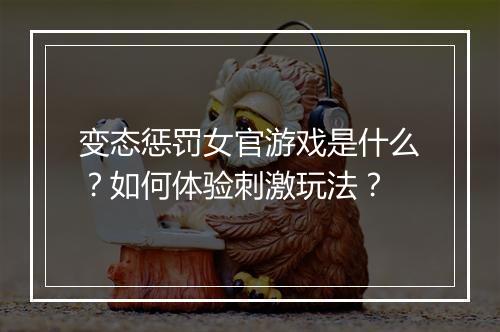 变态惩罚女官游戏是什么？如何体验刺激玩法？