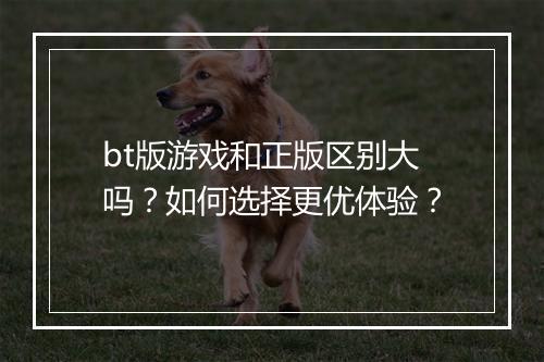bt版游戏和正版区别大吗?如何选择更优体验?