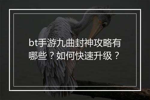 bt手游九曲封神攻略有哪些？如何快速升级？