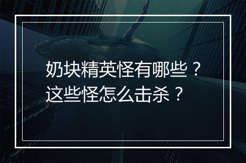 奶块精英怪有哪些？这些怪怎么击杀？
