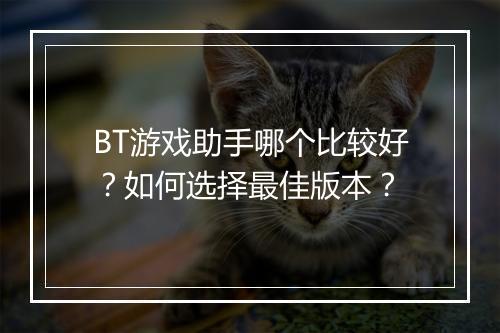BT游戏助手哪个比较好?如何选择最佳版本?