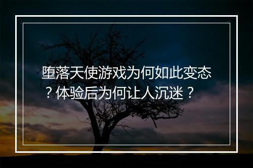 堕落天使游戏为何如此变态？体验后为何让人沉迷？