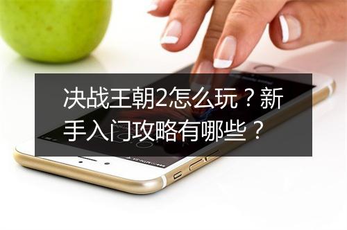 决战王朝2怎么玩?新手入门攻略有哪些?